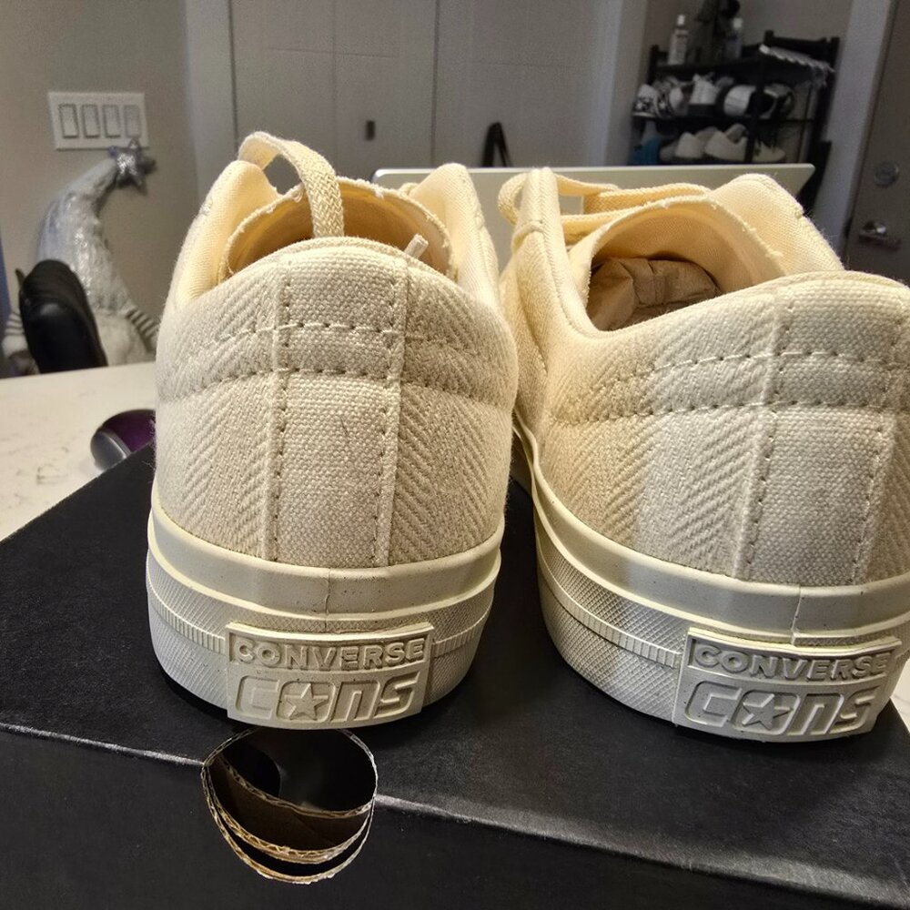 Converse One Star Pro OX Vintage Low Sneakers Herringbone Beige Women's 7 NEW - Picture 8 of 9